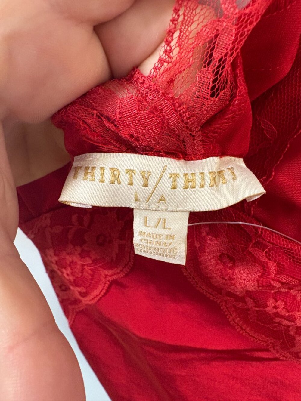 Red Lace-Trim Maxi Slip Dress - Picture 9 of 13